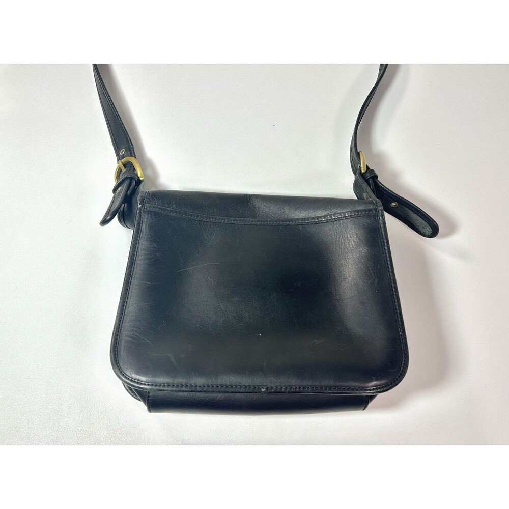 COACH Vintage Crossbody Bag Black Leather Made In Korea Gold Tone Twist Lock - Picture 13 of 16
